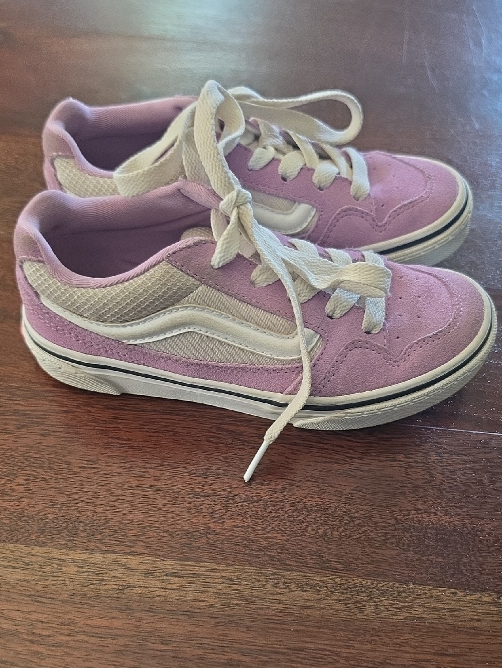 Vans Kids Purple Low-Top Skate Sneakers with White Stripe